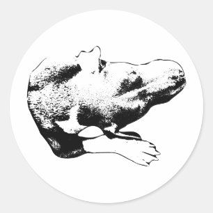 Sticker Rond Coupe-Die (Die-Cut Overhead Pup) : Mélange-Pitbull
