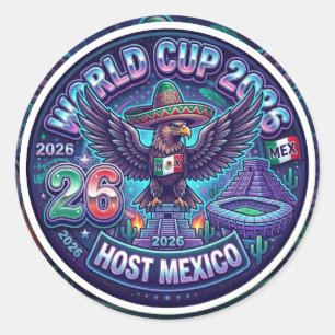 Sticker Rond Coupe du Monde 2026 Amérique du Nord Hôte Mexique