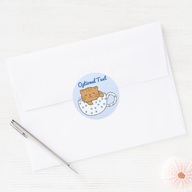 Sticker Rond Coupe Kawaii de fée de chat (Enveloppe)