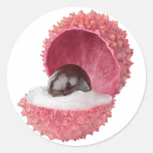 Sticker Rond Couper la litchee