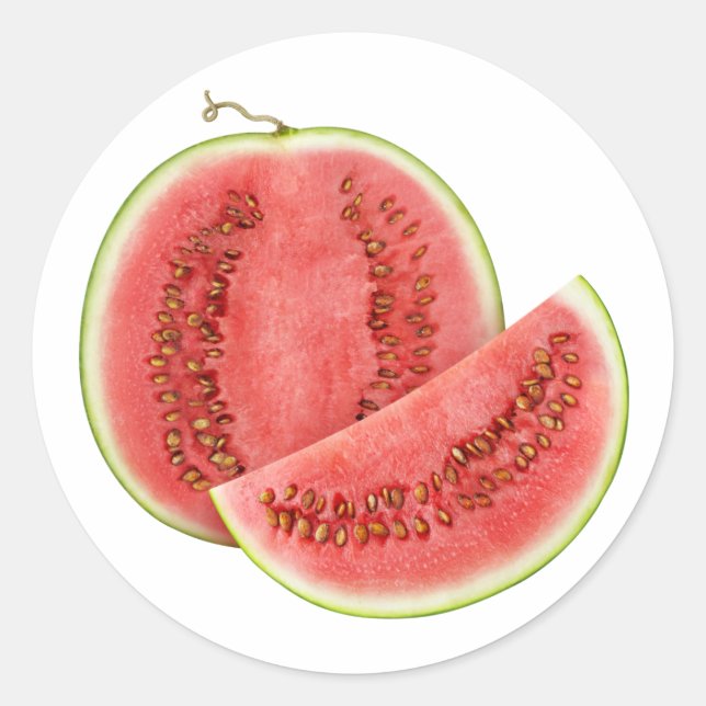 Sticker Rond Couper la pastèque (Devant)