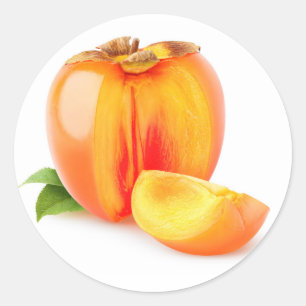 Sticker Rond Couper le fruit persimon