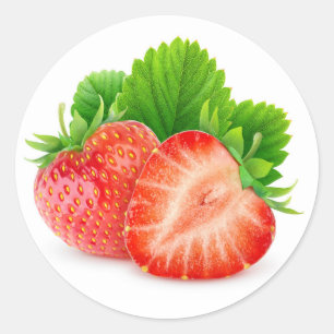 Sticker Rond Couper les fraises à la feuille