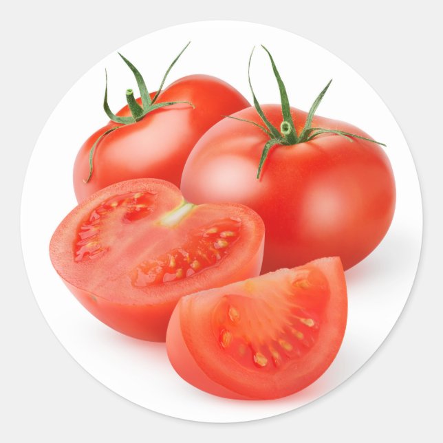 Sticker Rond Couper les tomates (Devant)