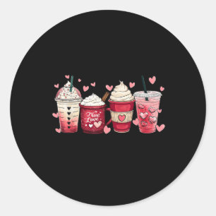 Sticker Rond Coupes Lover Café Latte Crème glacée Valentines Jo