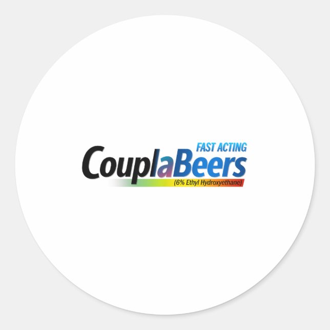 Sticker Rond Couplabeers Couple Of Beers Funny Meme Fast Acting (Devant)