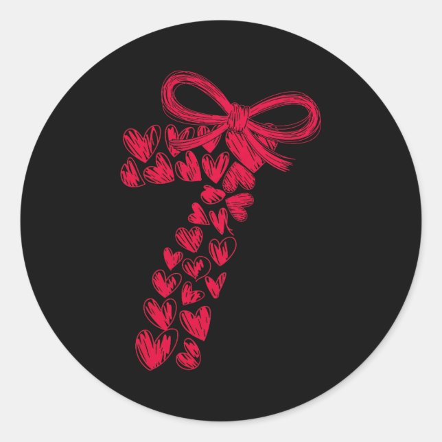 Sticker Rond Couple 7 67 - Cute Six Seven Hearts Matching 67 Va (Devant)