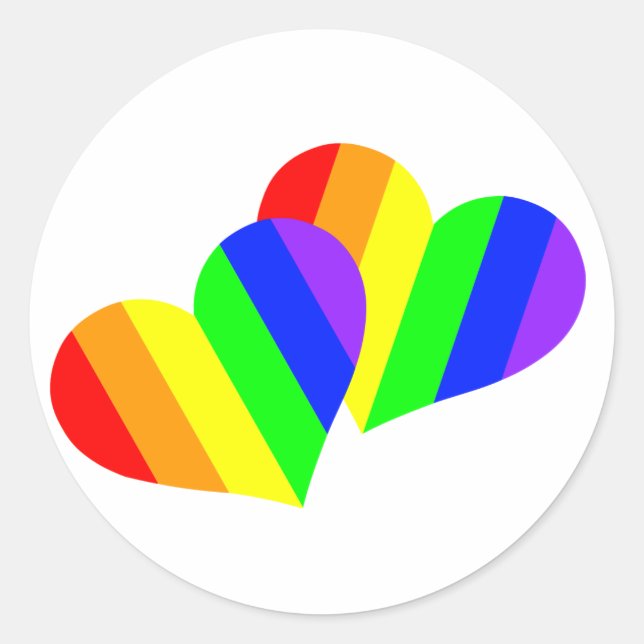 Sticker Rond Couple arc-en-ciel cœurs (Devant)