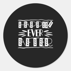 Sticker Rond Couple Art Heureux Jamais Après