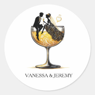 Sticker Rond Couple au Champagne