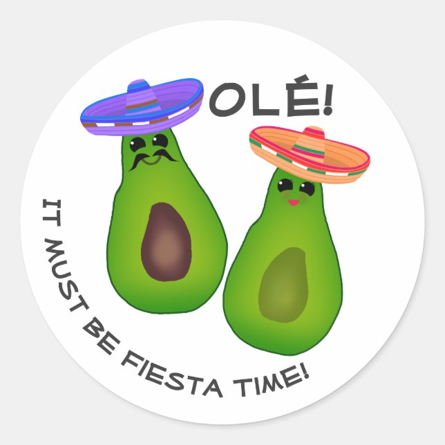 Sticker Rond Couple Avocado Avec Sombreros (Devant)