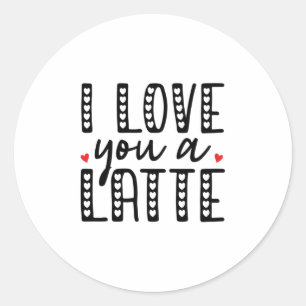 Sticker Rond Couple Cadeau Je T'Aime Un Latte