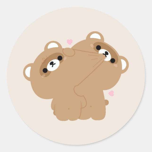 Sticker Rond Couple castor mignon (Devant)