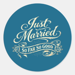 Sticker Rond Couple classique vintage marié drôle jeune marié