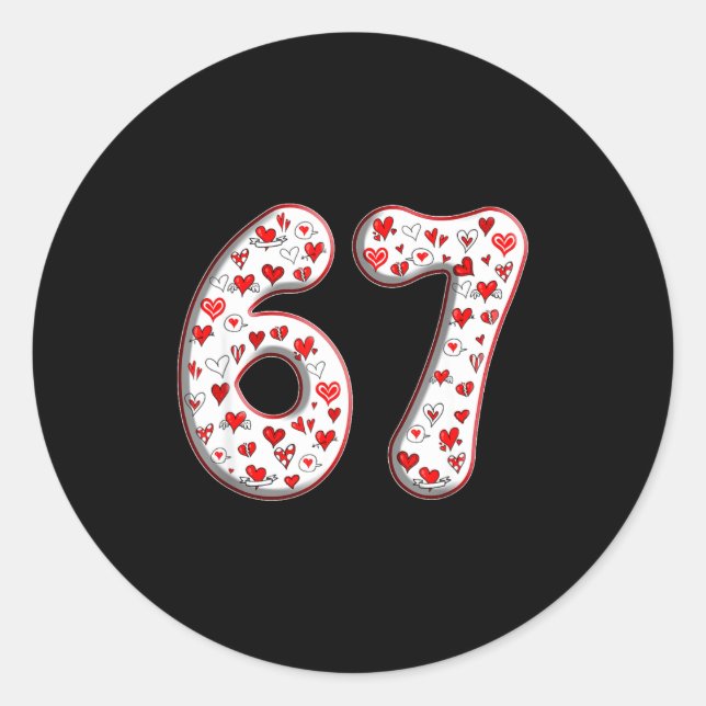 Sticker Rond Couple Costume Duo 67 Meme Six Seven Valentines Da (Devant)