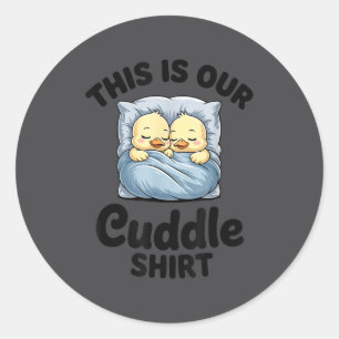 Sticker Rond Couple de canards mignons C'est notre câlin