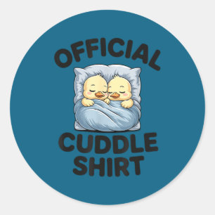 Sticker Rond Couple de canards mignons se câlinent