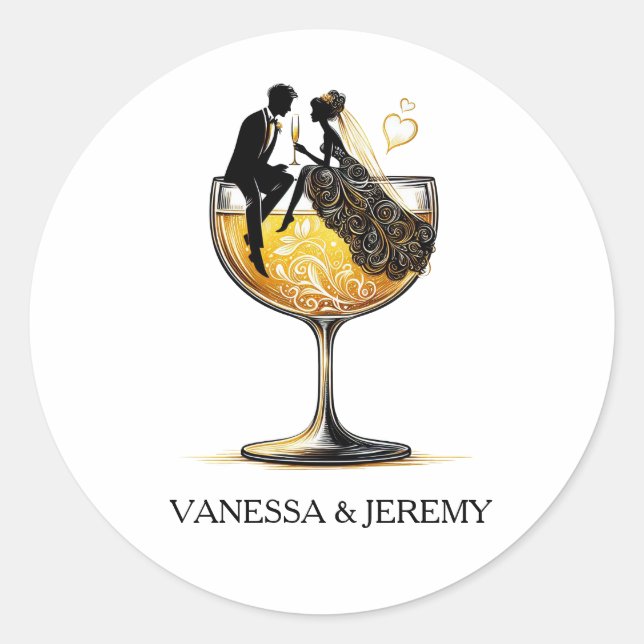 Sticker Rond Couple de Champagne (Devant)