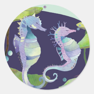 Sticker Rond Couple de Cheval de Mer