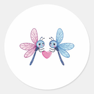 Sticker Rond couple de libellules amoureux couple