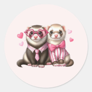 Sticker Rond Couple de loutres mignonnes amoureuses