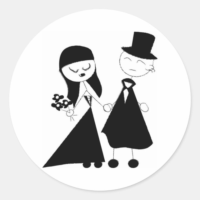 Sticker Rond Couple de morue noir et blanc (Devant)