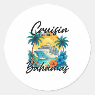 Sticker Rond Couple de vacances familiales Croisière 2026 Crois