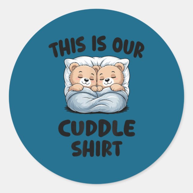 Sticker Rond Couple d'ours mignon c'est notre câlin  (Devant)