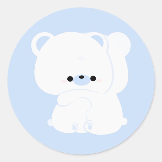 Sticker Rond Couple d'ours polaire mignon (Devant)
