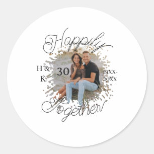 STICKER ROND COUPLE ENSEMBLE 30 ANS ANNIVERSAIRE PHOTO ANNÉE