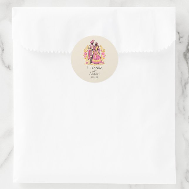 Sticker Rond Couple indien coloré (Sac)