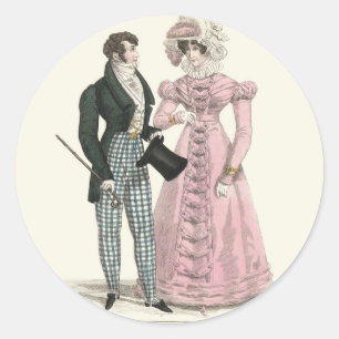 Sticker Rond Couple Mariage Antique 1823 Homme Femme Mode