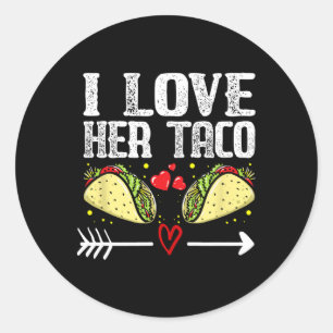 Sticker Rond Couple Mexicain Cinco De Mayo J'Aime Son Taco