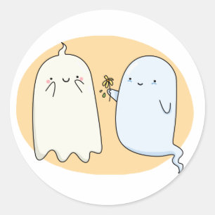 Sticker Rond Couple migre Kawaii Ghost