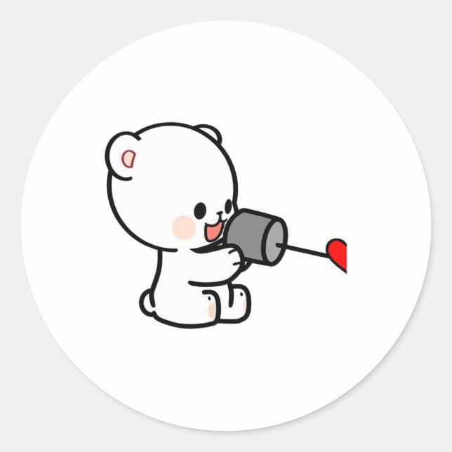 Sticker Rond Couple Mocha au Lait Design de la Saint-Valentin 1 (Devant)