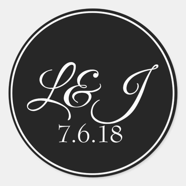 Sticker Rond Couple noir & blanc Incitatifs & Mariage Date (Devant)