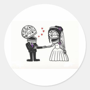 Sticker Rond Couple nuptial du crâne