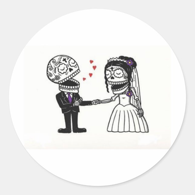 Sticker Rond Couple nuptial du crâne (Devant)