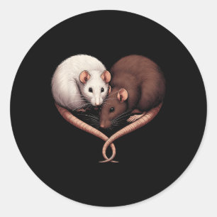 Sticker Rond Couple Petit Rodent Pet Joyeux Coeur Amour Cute Ra