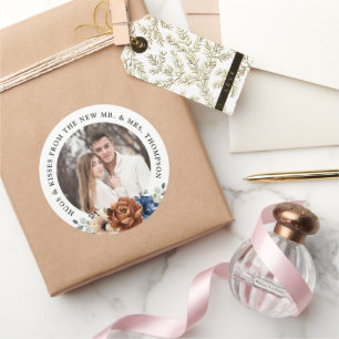 Sticker Rond Couple photo personnalisable mariage merci pour