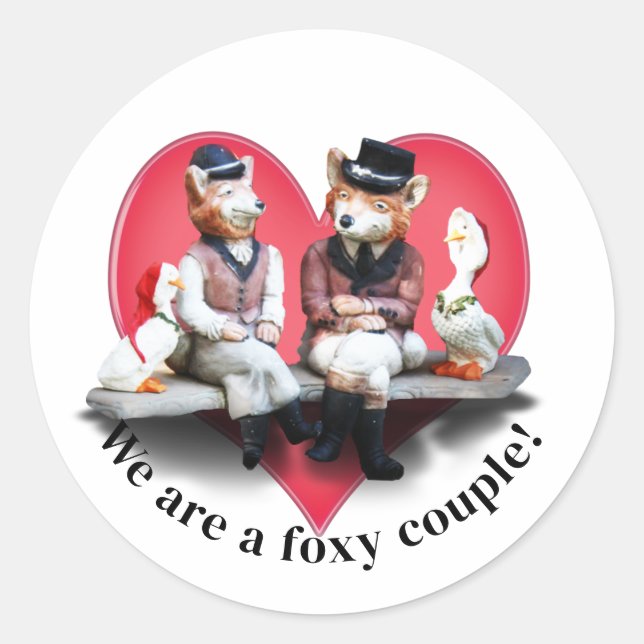 Sticker Rond Couple Renard Saint-Valentin (Devant)
