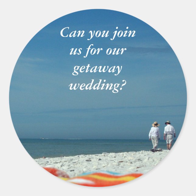 Sticker Rond Couple sur la plage de sable (Devant)