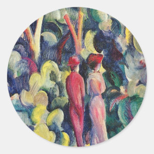 Sticker Rond Couple sur le chemin forestier par August Macke