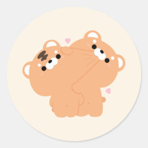 Sticker Rond Couple Tigre mignon