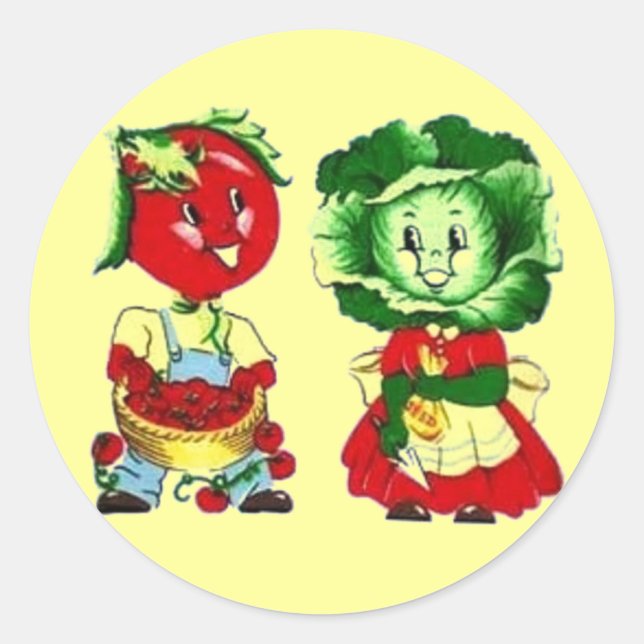 Sticker Rond Couple végétal vintage (Devant)