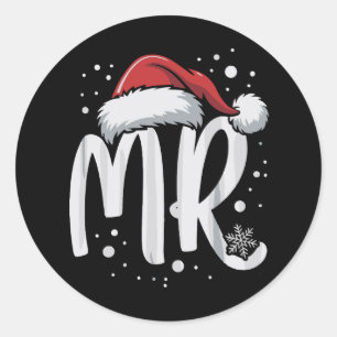 Sticker Rond Couples assortis M. Mme Mariage Noël vilain Santa
