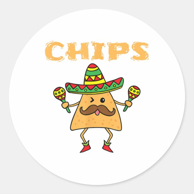 Sticker Rond Couples Cinco De Mayo - Chips Et Salsa - Chips _1 (Devant)