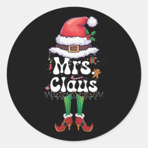 Sticker Rond Couples de Mme Claus qui correspondent au pyjama d