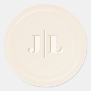 Sticker Rond Couples Monogramme initial Faux Cire Crème de phoq