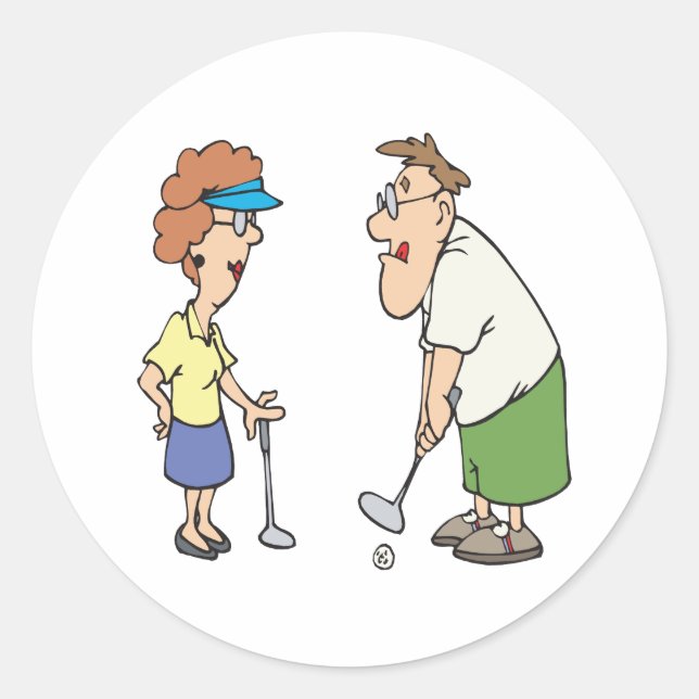 Sticker Rond Couples Qui Golf Ensemble Restent Ensemble (Devant)